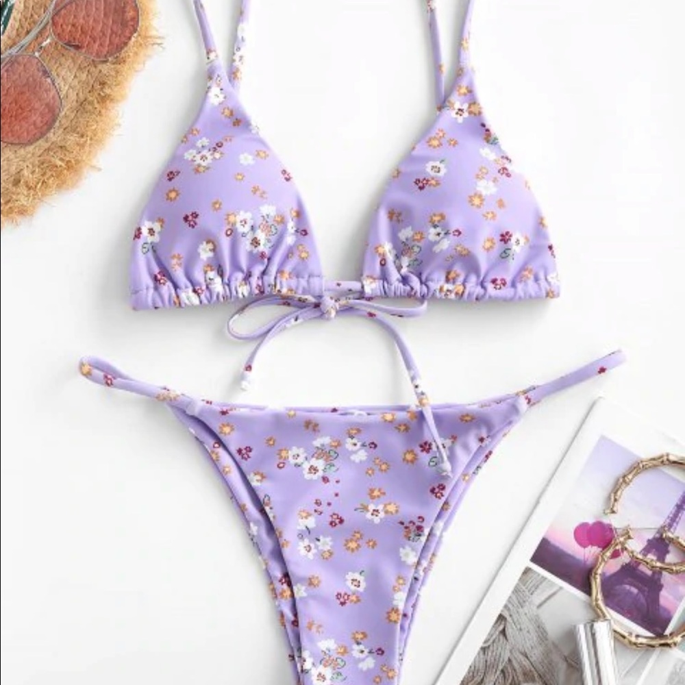 ditsy print hi leg bikini